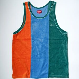 size M Supreme Velour Tank Top Green Blue Orange